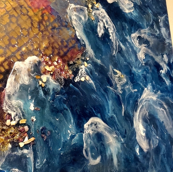 Wall art, embellished, resin, canvas, decor - Picture 3 of 4